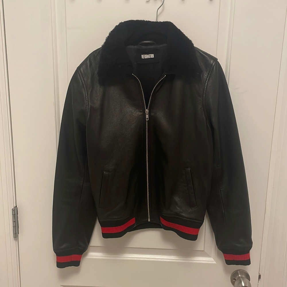 Reformation Leather Bomber Jacket